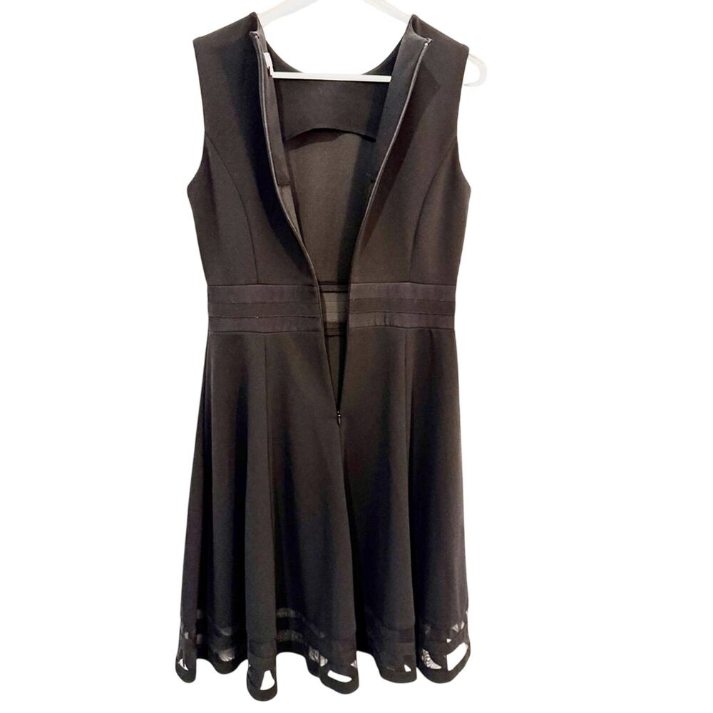 Calvin Klein Illusion Mesh Trim Fit & Flare Dress Sleeveless A line Black size 8 - Picture 7 of 10